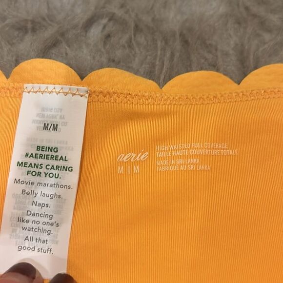 NWT aerie high waisted full coverage orange scalloped‎ edge swimsuit bottoms - Picture 3 of 4